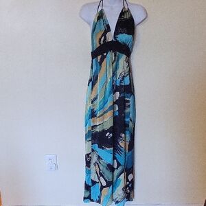 TLC Vibrant Blue and Black Maxi Dress. As Is.